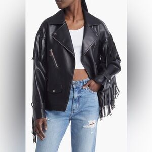 NWT AZALEA WANG FRINGE LEATHER JACKET
